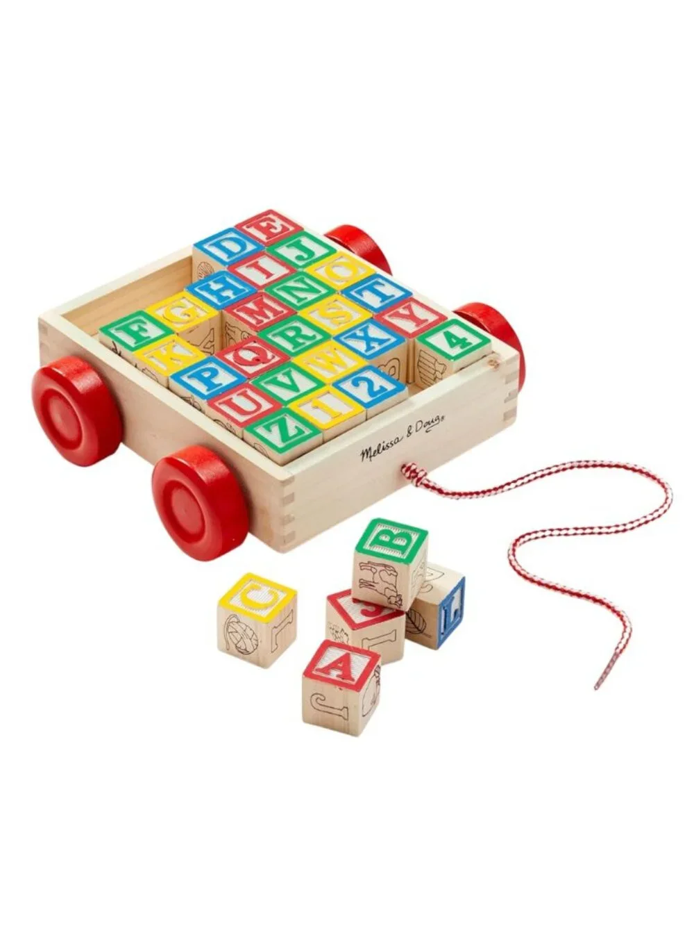 Melissa & Doug Classic ABC Wooden Block Cart Educational Toy